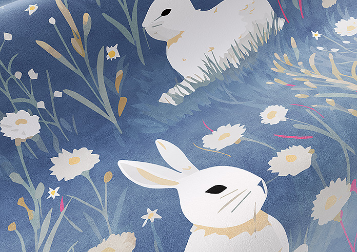 Bunny Meadows, Periwinkle - Twist&Fit Roman Blind - Image 4